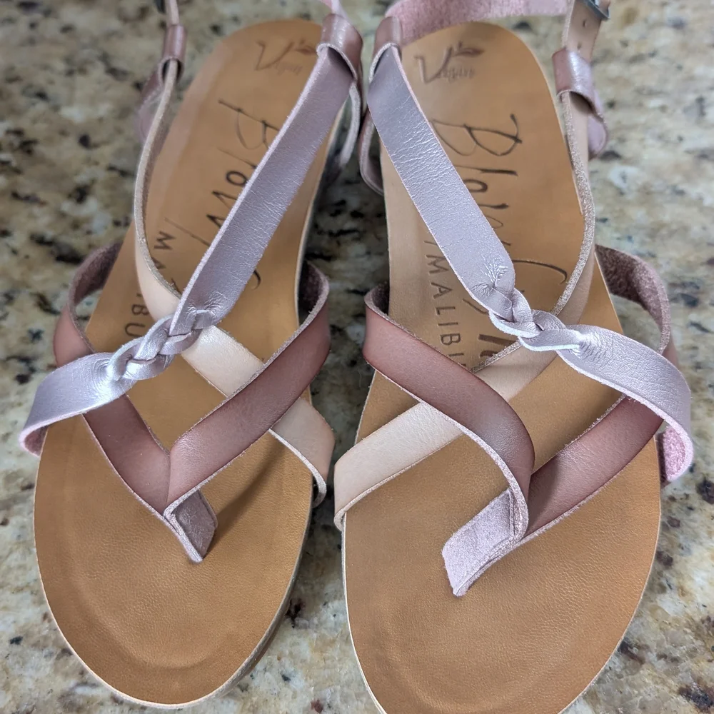 Blowfish Women's Strappy Sandals - Pink and Cream - Picture 1 of 6